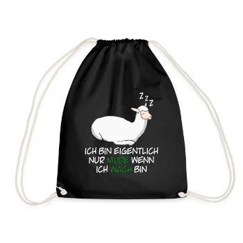 Alpaka Schlafshirt Müde Alpakas - Turnbeutel - Schwarz - Vorne