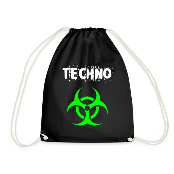Techno - Turnbeutel - Schwarz - Vorne