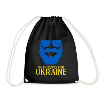 Ukraine Solidarität Ukrainische Flagge - Turnbeutel - Schwarz - Vorne