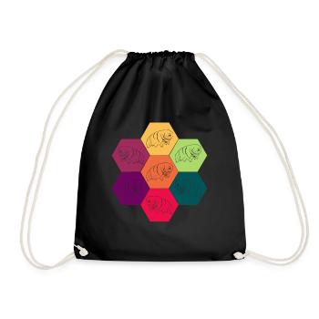 Tardigrade Tardigrade Retro Water Bear - Drawstring Bag - black - Front