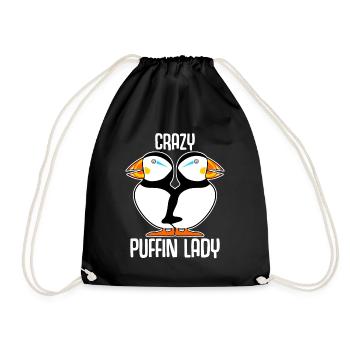 Crazy Puffin Lady Puffins - Turnbeutel - Schwarz - Vorne