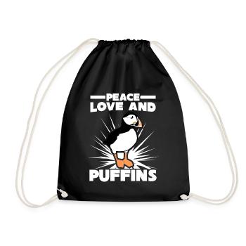 Puffin Puffin Saying Puffins - Drawstring Bag - black - Front