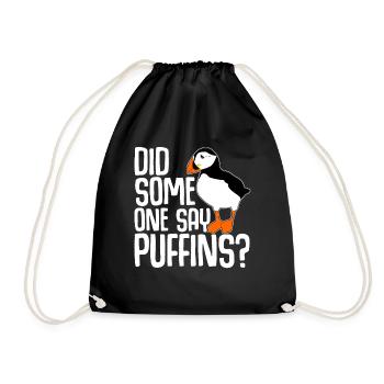 Puffin Joke Puffin puffins - Drawstring Bag - black - Front