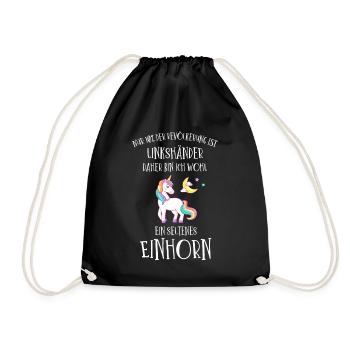 Linkshänder Einhorn - Turnbeutel - Schwarz - Vorne