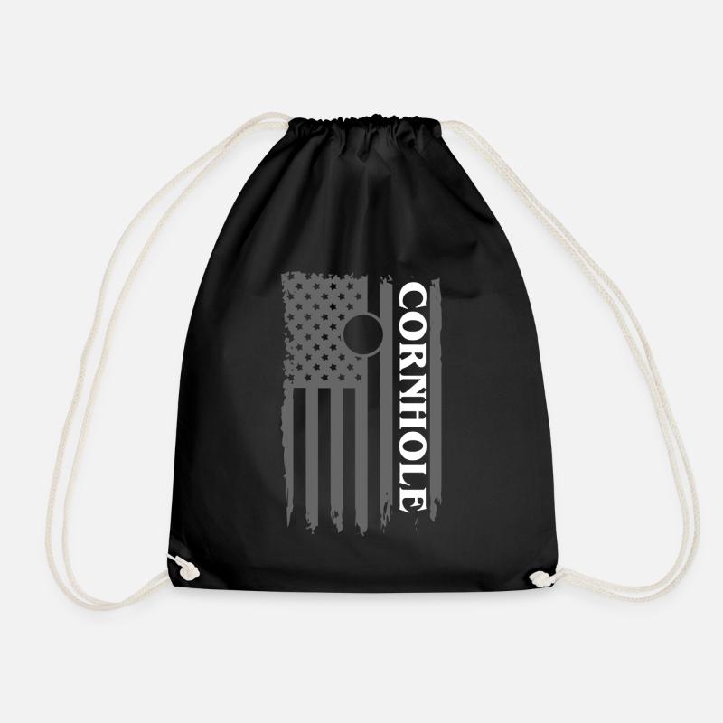 Cornhole, beanbag, beanbag throwing - Drawstring Bag - black