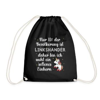 Linkshänder Einhorn - Turnbeutel - Schwarz - Vorne