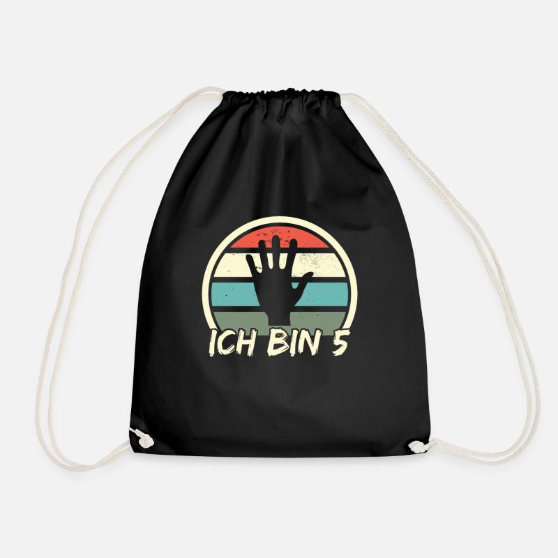 ich bin 5 Hand jungen mädchen 5. Geburtstag - Turnbeutel - Schwarz