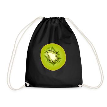 Kiwis Kiwifrucht Kiwi-Frucht Geschenk - Turnbeutel - Schwarz - Vorne