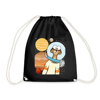 Meerkat astronaut in space - Drawstring Bag - black - Front