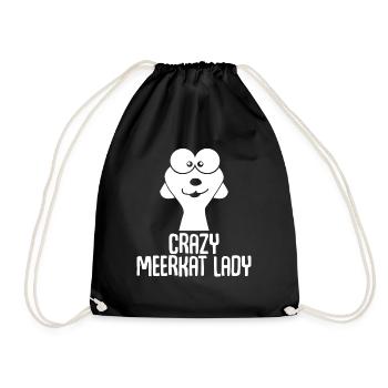 Erdmännchen Crazy Meerkat Lady - Drawstring Bag - black - Front