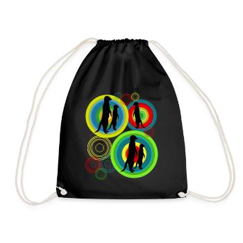 Meerkat Pictures Retro Meerkats - Drawstring Bag - black - Front