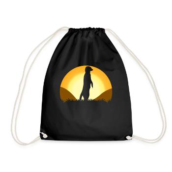 Meerkat Sunset Meerkats - Drawstring Bag - black - Front