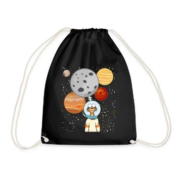 Meerkat Astronaut Space Planets - Drawstring Bag - black - Front