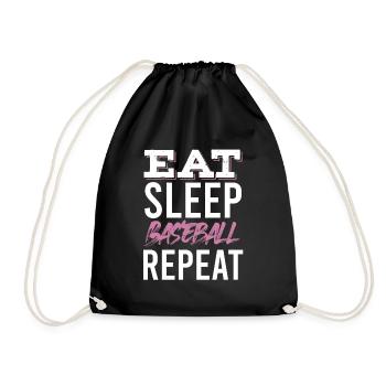 eat sleep baseball repeat - Drawstring Bag - black - Front