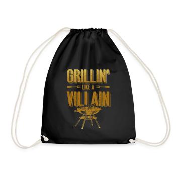 grill funny saying - Drawstring Bag - black - Front