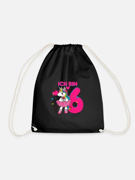 ich bin 6 Einhorn 6. Geburtstag Geschenk - Turnbeutel - Schwarz