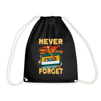 Retro Cassette 80s 90s Vintage Music Cassette - Drawstring Bag - black - Front