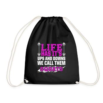 squats fitness - Drawstring Bag - black - Front