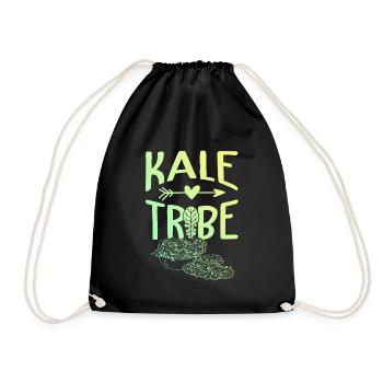 grünkohl kohl vegan - Turnbeutel - Schwarz - Vorne