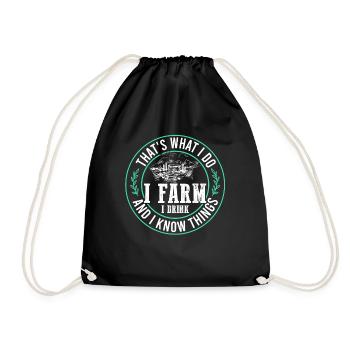farm farmer - Drawstring Bag - black - Front