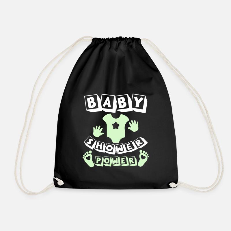baby shower power - Drawstring Bag - black