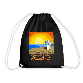 Strandkorb Ostsee Nordsee Strandkörbe - Turnbeutel - Schwarz - Vorne