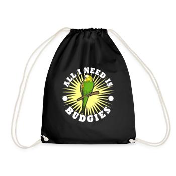 Budgie Budgie Budgerigar - Drawstring Bag - black - Front
