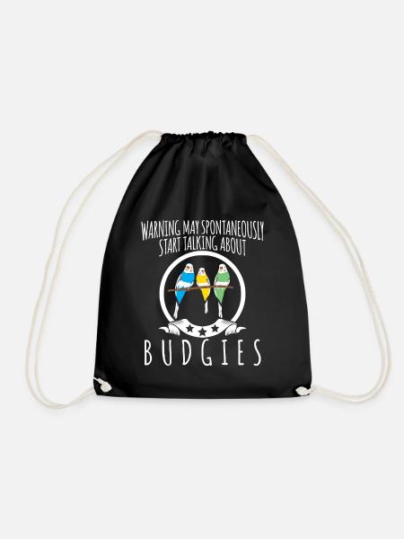 Budgerigar joke with budgerigar - Drawstring Bag - black