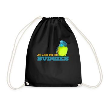 Budgie Girl Budgie Parakeet - Drawstring Bag - black - Front
