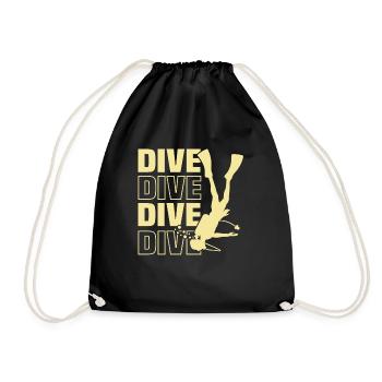 diving saying - Drawstring Bag - black - Front