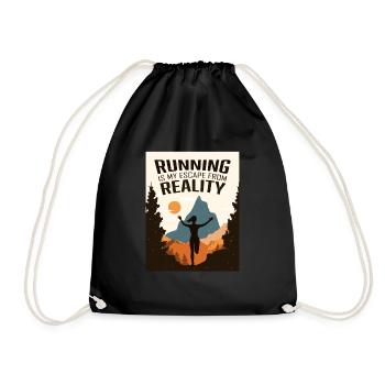Marathon, Trail Running, Runner - Drawstring Bag - black - Front