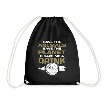 animal welfare environmental protection - Drawstring Bag - black - Front