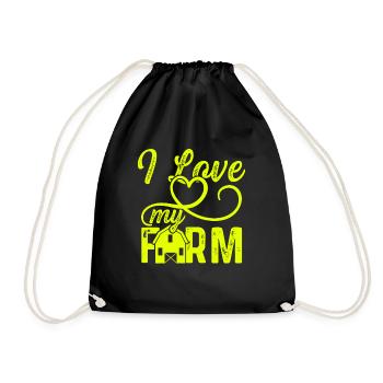 love my farm - Drawstring Bag - black - Front
