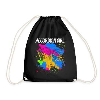 Akkordeon Girl Akkordeonist Zieharmonika - Turnbeutel - Schwarz - Vorne