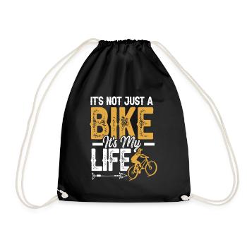 fahrrad spruch lebensstil - Turnbeutel - Schwarz - Vorne