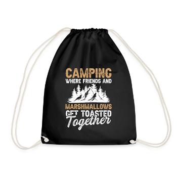 camping marshmallows - Drawstring Bag - black - Front