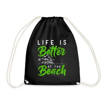 beach travel summer - Drawstring Bag - black - Front