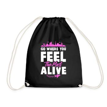 travel travel slogan - Drawstring Bag - black - Front