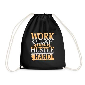 work hustle hard - Drawstring Bag - black - Front