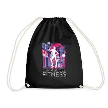 Vaporwave Synthwave Skyline Jump Shoes Fitness - Drawstring Bag - black - Front