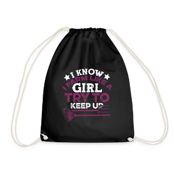 farm girl girl - Drawstring Bag - black - Front