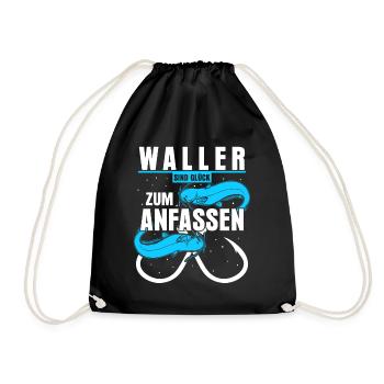 Angeln Waller Fisch Angler Fischer - Turnbeutel - Schwarz - Vorne