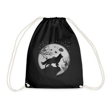 White Shepherd Moon Shepherd Dogs - Drawstring Bag - black - Front