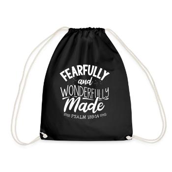 Anxious and Wonderfully Made Psalm 139 - Drawstring Bag - black - Front
