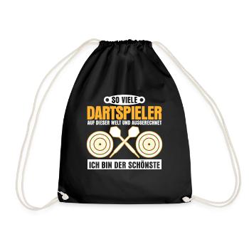 Darts Dartpfeil Dartscheibe Dartspieler - Turnbeutel - Schwarz - Vorne
