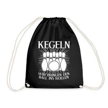 Kegeln Kegler Kegel Kegelverein - Turnbeutel - Schwarz - Vorne