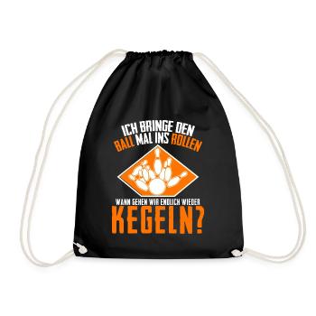 Kegeln Kegler Kegel Humor Kegelverein - Turnbeutel - Schwarz - Vorne