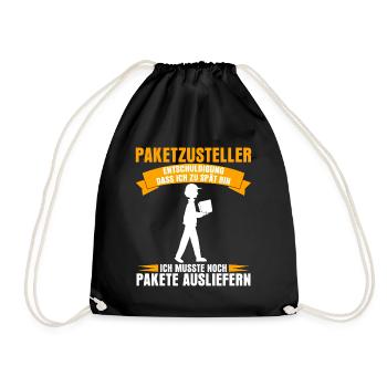 Paketzusteller Postbote Spruch Paketbote - Turnbeutel - Schwarz - Vorne