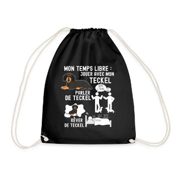 Temps libre avec chien teckel Humour Petit Chien - Sac de sport léger - noir - Devant