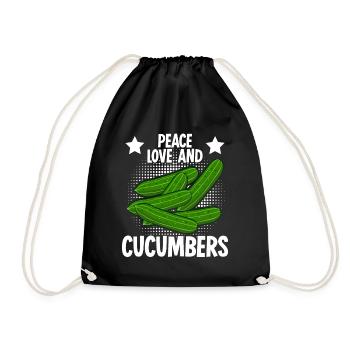 Gurken Cucumbers Gurke - Turnbeutel - Schwarz - Vorne